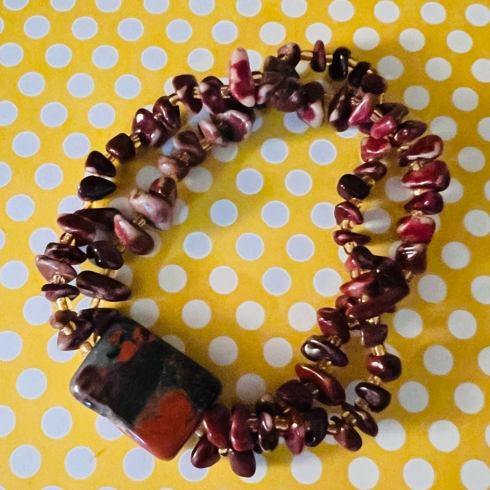 Red and Brown Stone Beaded Bracelet